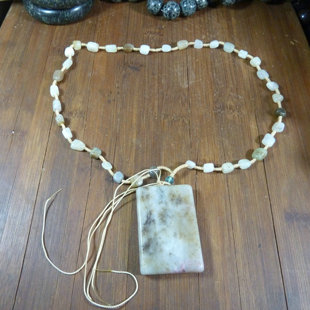 5468号 桃花玉挂件带和田玉青白玉糖玉项链 新疆和田玉糖白玉牌子