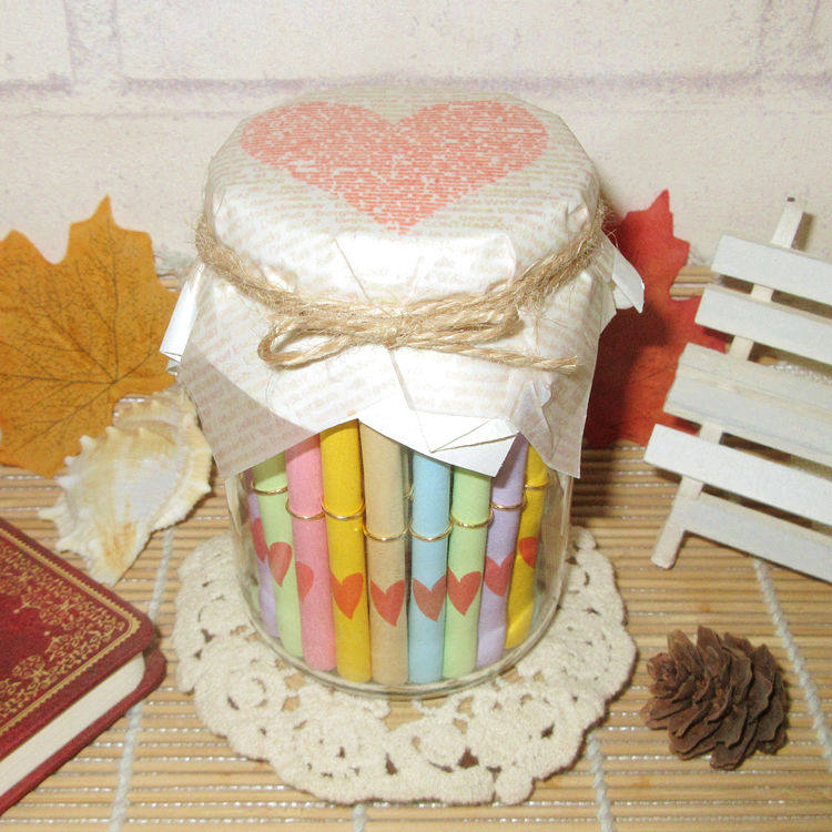 爱心牛皮彩色心愿纸条卷许愿瓶带纸条许愿纸卷漂流瓶愿望小信纸卷