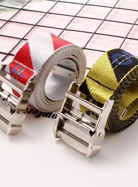 OFF OW黄色腰带17ss WHITE工业帆布刺绣男女皮带ins潮牌嘻哈潮牌