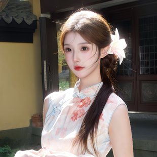 复古中式超大白色粉芯百合花发夹温柔气质旗袍花朵头饰高级感发饰