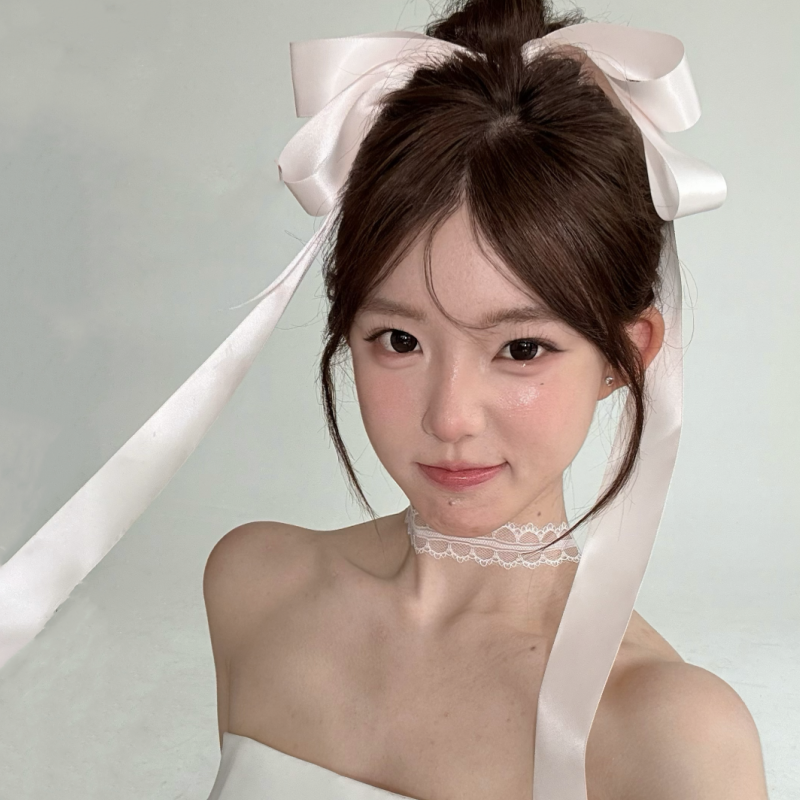 甜美少女芭蕾风多层蝴蝶结长飘带顶夹Jennie同款垂耳兔发夹发饰女