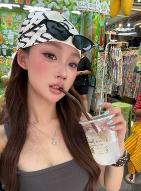 Y2K辣妹英文字母印花薄款方巾