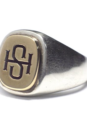 925纯银复古男戒字母刻字方圆