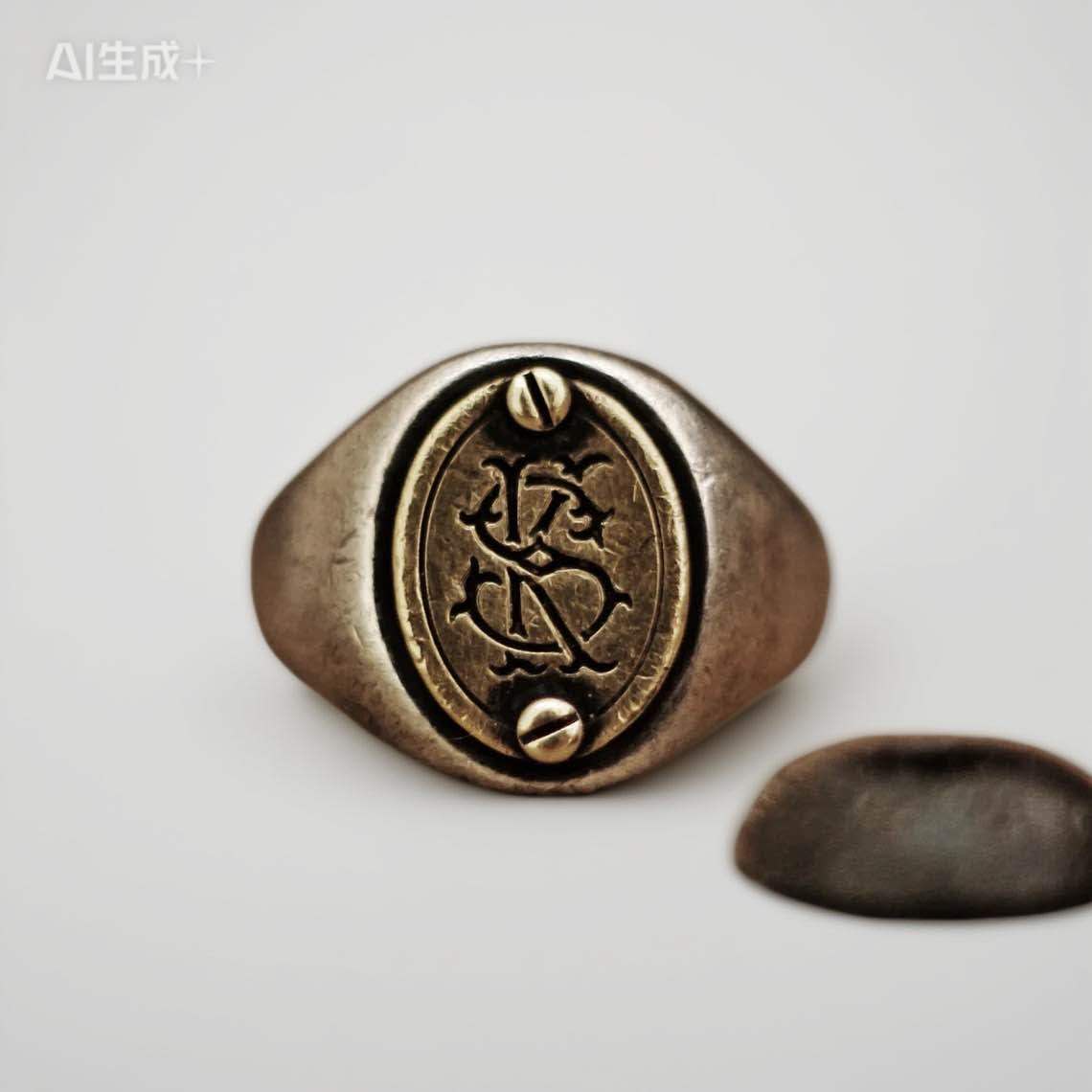双层定制字体情侣款银铜现在戒指