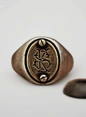 双层定制字体情侣款银铜现在戒指