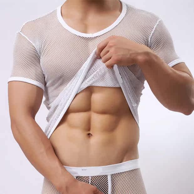 包邮T恤男士性感网眼V领短袖t恤透明内衣睡衣 超薄塑身衣男 夜店|ruв категории Мужская одежда, футболка - от Buy2taobao.com для оказания профессиональной услуги покупки агента Taobao
