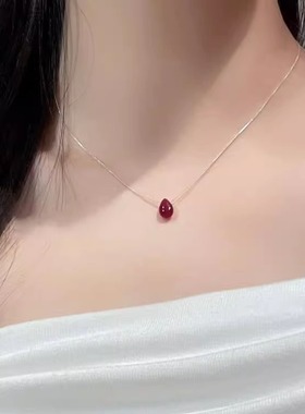 红色水滴项链女小众设计感气质