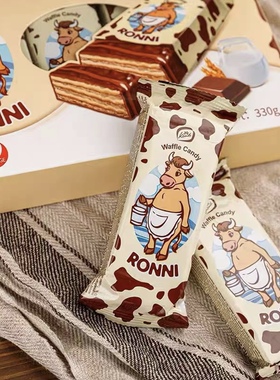 大奶牛巧克力威化饼干独立包装konti康吉牌俄罗斯原装进口零食品