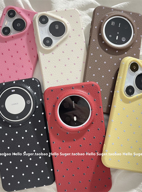 韩国ins简约复古波点适用华为mate70pro+手机壳mate60pro软胶防摔pura70pro保护套mate40/50pro荔枝纹p60女款