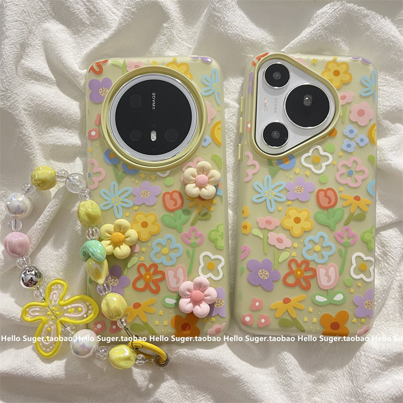 日韩奶黄油画彩色花朵适用华为mate70pro+手机壳mate6