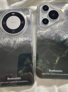 高级感ins风锡纸纹渐变银黑适用华为mate60pro+手机壳pura70pro双层新款mate60小众简约mate70pro全包防摔套