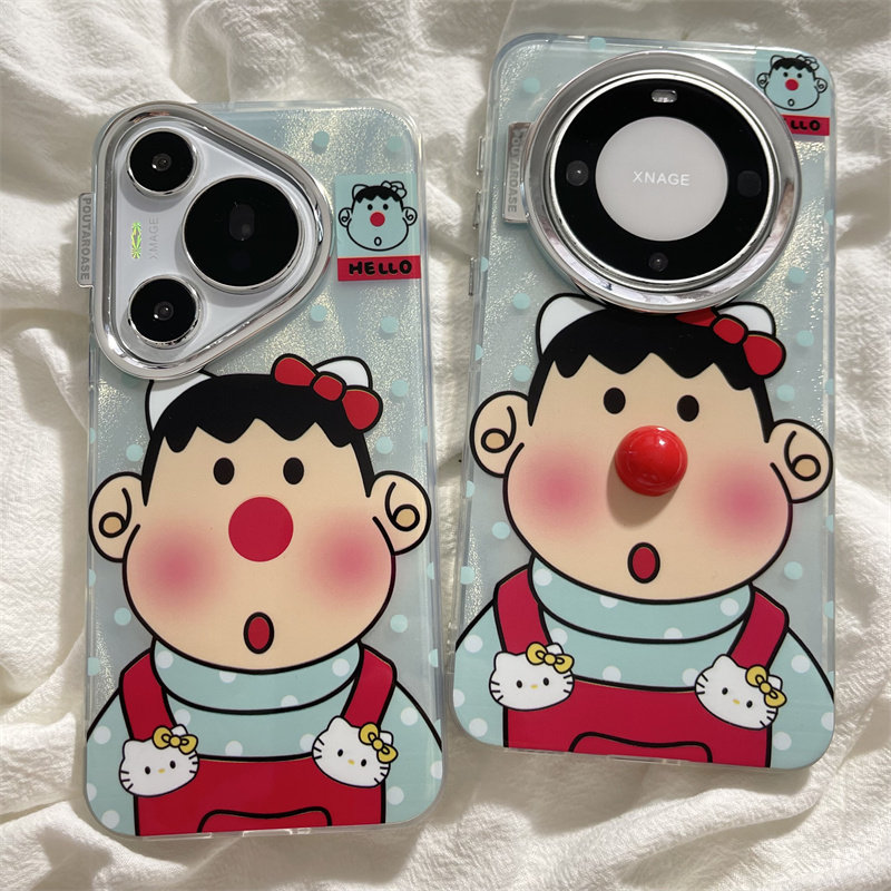 可爱卡通蝴蝶结背带裤胖虎适用华为mate60pro+手机壳pur