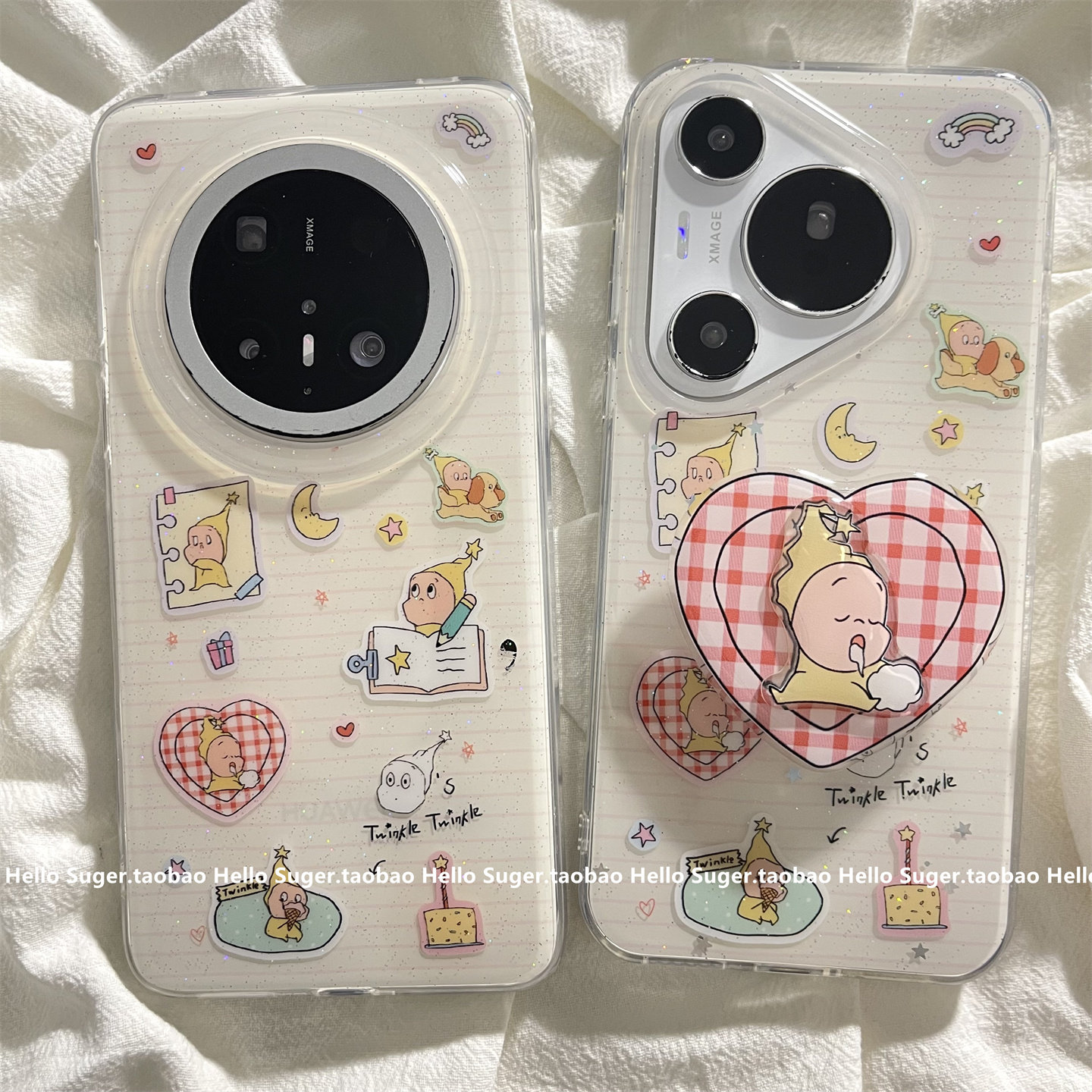 创意可爱卡通笔记本爱心星星公仔适用华为mate70pro+手机壳