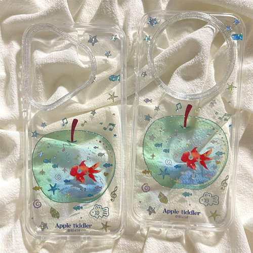 ins风透明鎏金青苹果锦鲤适用华为mate80promax手机壳mate70pro双层新款mate60pro保护套pura70/80pro小众女