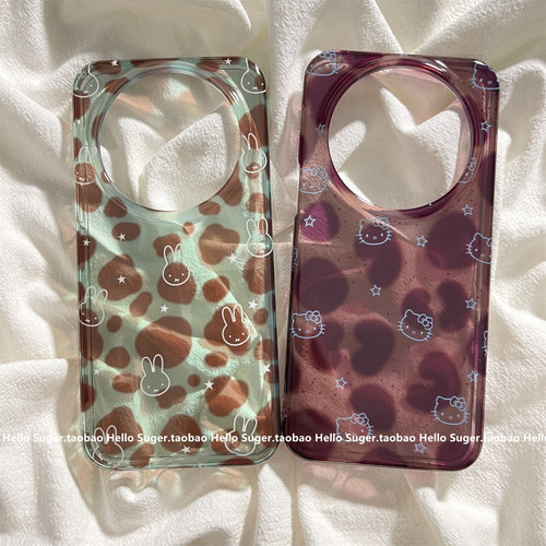小众复古透色豹纹网红小猫兔子适用华为mate80promax手机壳mate70pro双层新款mate60pro保护套pura70pro女款