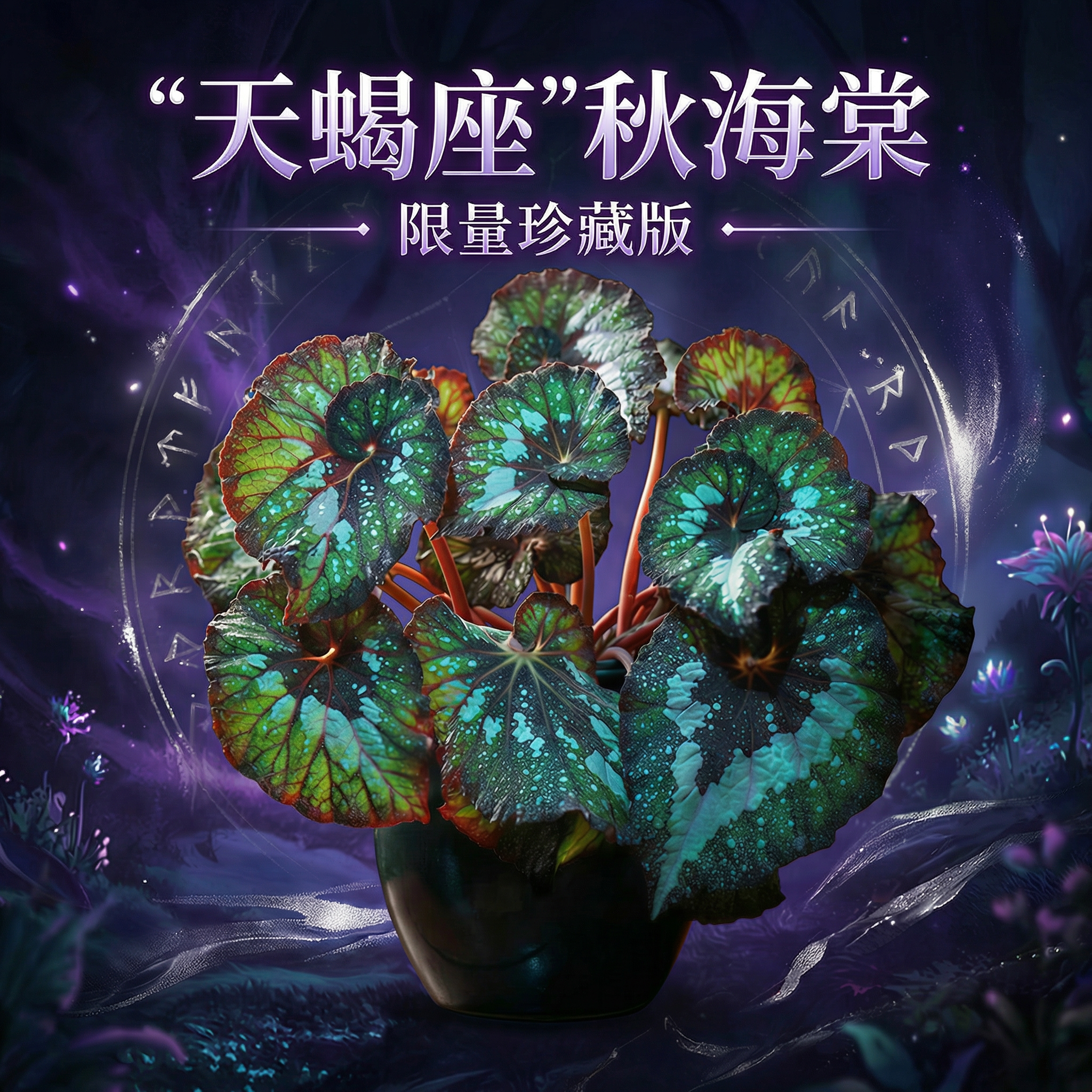 秋海棠盆栽ins风网红款室内绿植天蝎座荧光秋海棠开花耐阴好养活