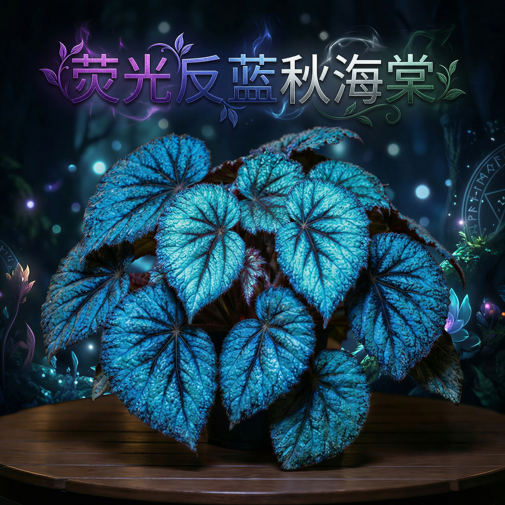 蓝色荧光秋海棠盆栽室内桌面绿植网红观叶植物净化空气蟆叶秋海棠