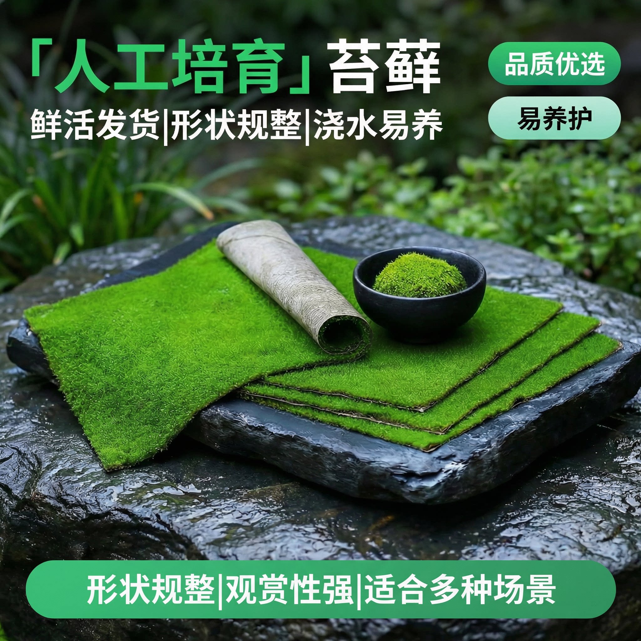 鲜活苔藓微景观植物盆景草坪水陆缸假山造景材料白发藓小灰藓青苔