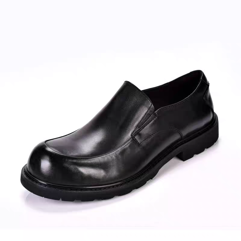 外贸撤柜男鞋新款真皮正装大头皮鞋头层牛皮套脚商务休闲鞋厚底潮,流行男鞋,正装皮鞋,淘宝优惠券,粉丝福利购,淘宝优惠卷