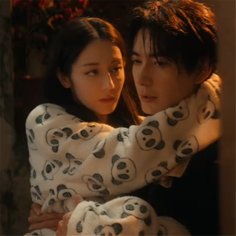 枭起青壤迪丽热巴聂九罗同款白色熊猫睡衣睡裤珊瑚绒家居服套装女