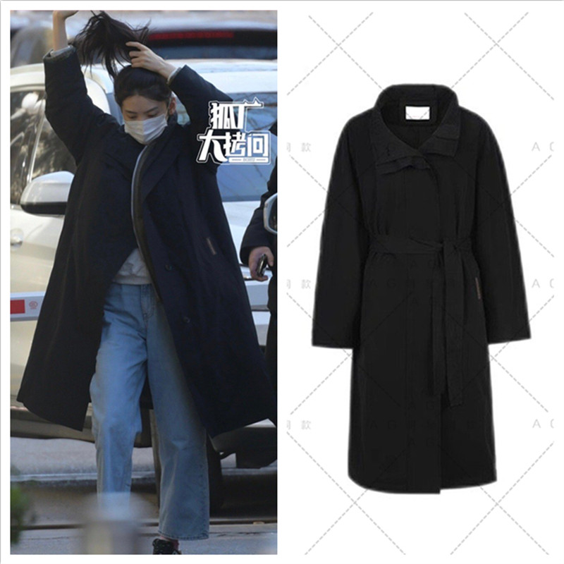 章若楠春晚同款大衣外套风衣夹克上衣牛仔裤子2024龙年春节衣服女