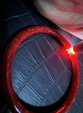 3号朱砂原矿晶体手镯女款本命年原石晶体透光颗粒紫金砂宽版镯子