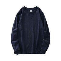 A 320G heavy-duty pure cotton long-sleeved T-shirt for men, a loose round-neck sweatshirt for spring and autumn, paired with a three-needle white base layer thumbnail 2
