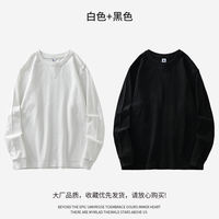 A 320G heavy-duty pure cotton long-sleeved T-shirt for men, a loose round-neck sweatshirt for spring and autumn, paired with a three-needle white base layer thumbnail 8