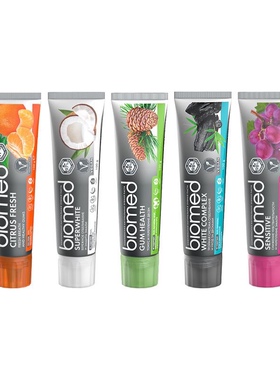 biomed俄罗斯进口无氟成人专用牙膏低泡亮白清洁清新口气去渍