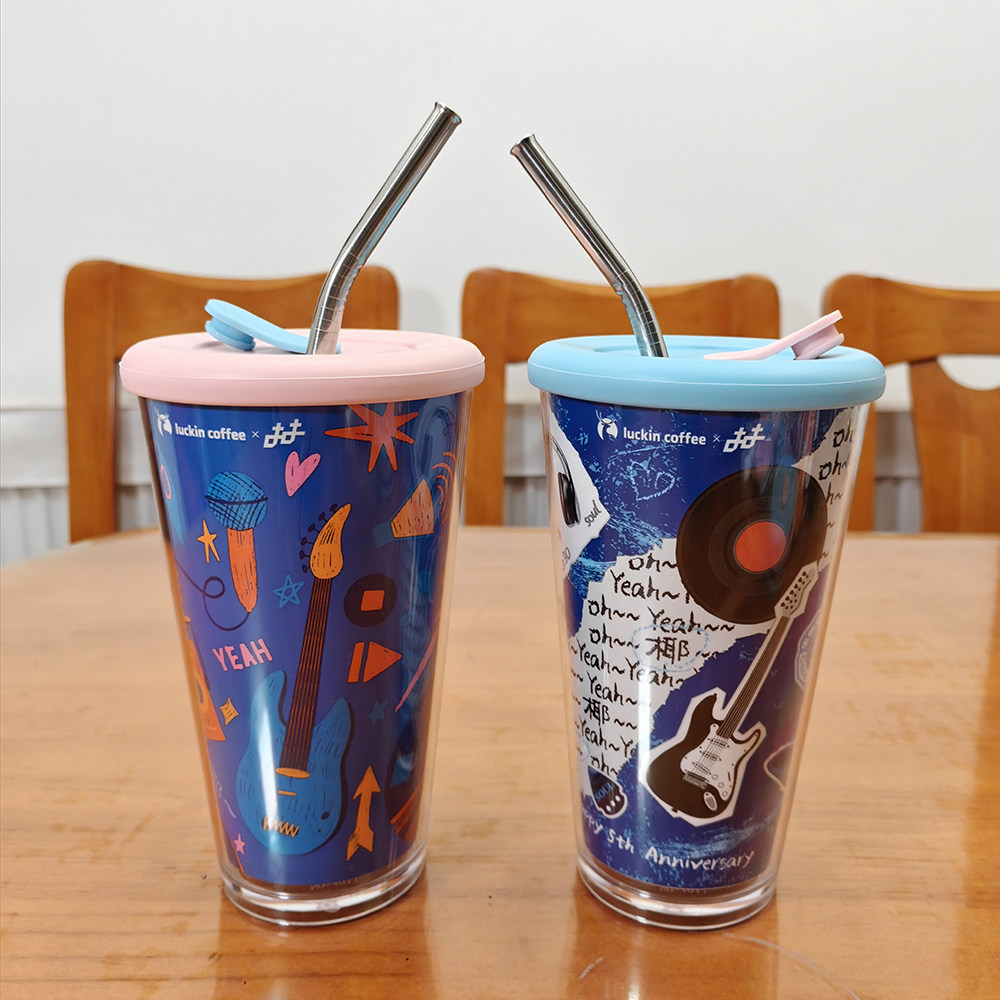 瑞幸联名陶喆超大PP杯盖通用万能DIY杯子改造304内胆亚克力外壳套图片