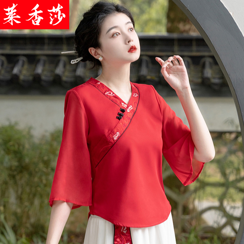 民国复古唐装改良年轻旗袍上衣日常禅意汉服女中国风茶禅服两件套