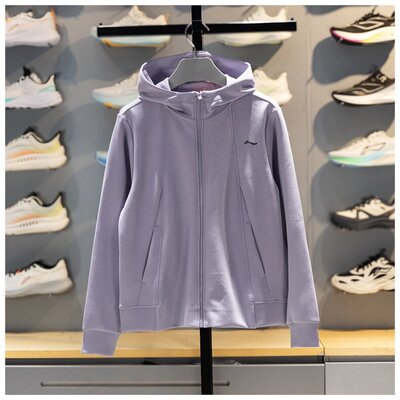 李宁女子外套2026春季新款健身舒适运动针织开衫连帽卫衣AWDW078