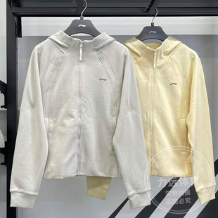 李宁女子卫衣2025冬季新款健身加绒保暖宽松开衫连帽外套AWDV944