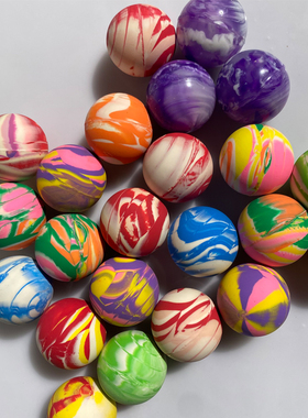 45mm实心橡胶弹力球室内外高弹玩具球亲子益智互动夜光彩虹行星球