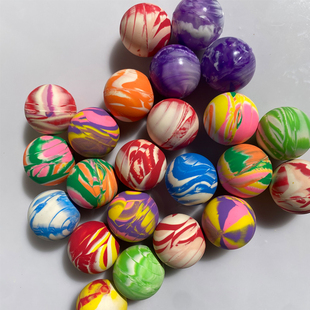 45mm实心橡胶弹力球室内外高弹玩具球亲子益智互动夜光彩虹行星球