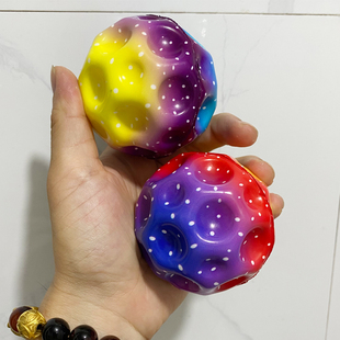 中号7.2cm太空陨石弹力球实心月亮坑玩具超高弹力儿童益智炫彩球