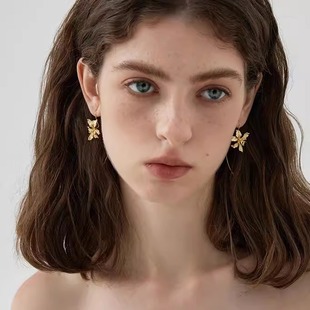 Auvra倾心鸢尾 金色优雅耳饰文艺小众国风鸢尾花耳环耳饰女 新中式