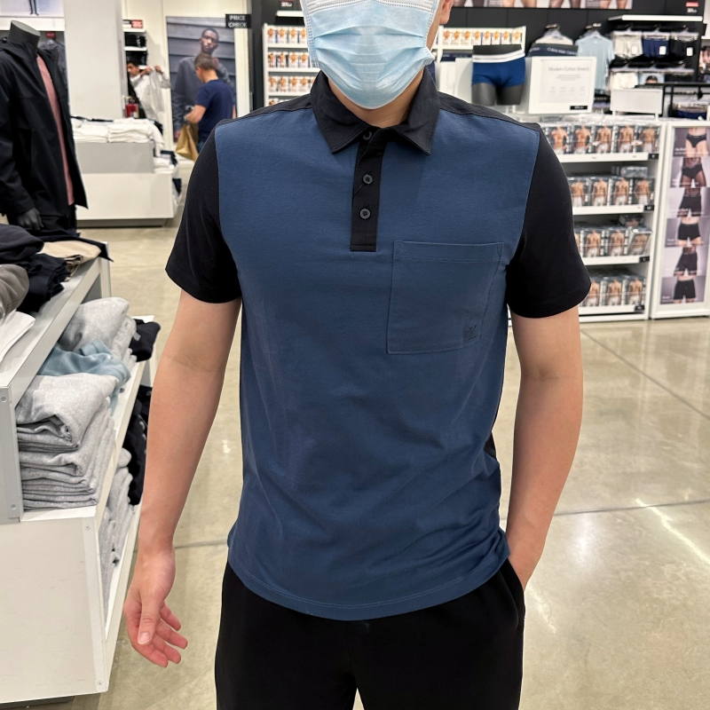 CK Calvin Klein 男士夏季休闲时尚撞色口袋精梳棉透气短袖POLO衫