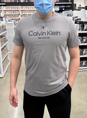 CK Calvin Klein 男士夏季新款简约字母LOGO印花纯棉圆领短袖T恤