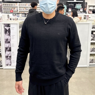 Klein Calvin 男士 26春季 休闲纯棉刺绣LOGO圆领套头针织衫 新款