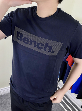 北美Bench 男士夏季新款纯色字母印花简约百搭圆领宽松短袖T恤
