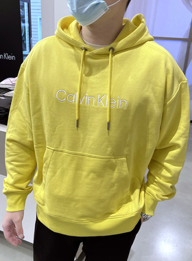 CK Calvin Klein 男士秋季潮流百搭宽松字母LOGO连帽套头卫衣OS风