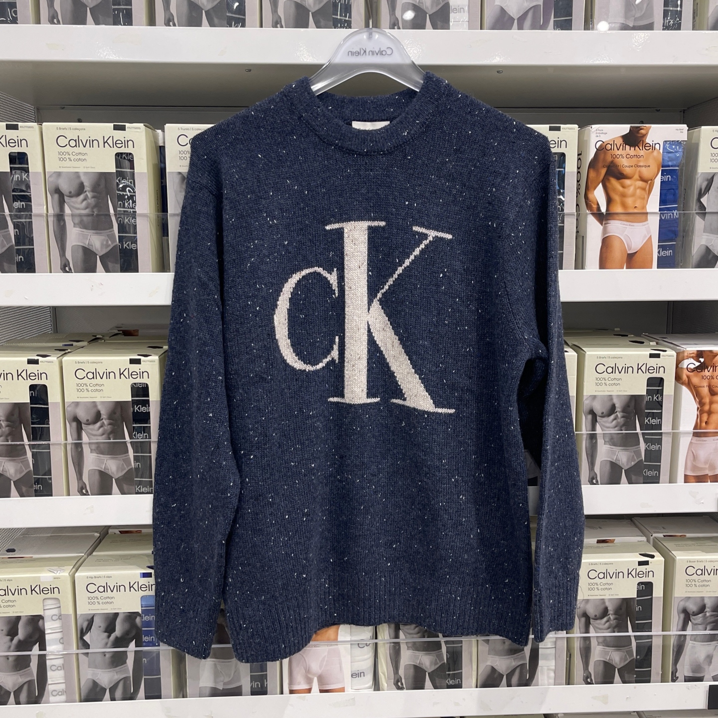 CK男士羊毛圆领套头针织衫毛衣