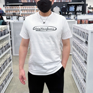 CK Calvin Klein 男士夏季新款简约纯色LOGO印花纯棉圆领短袖T恤