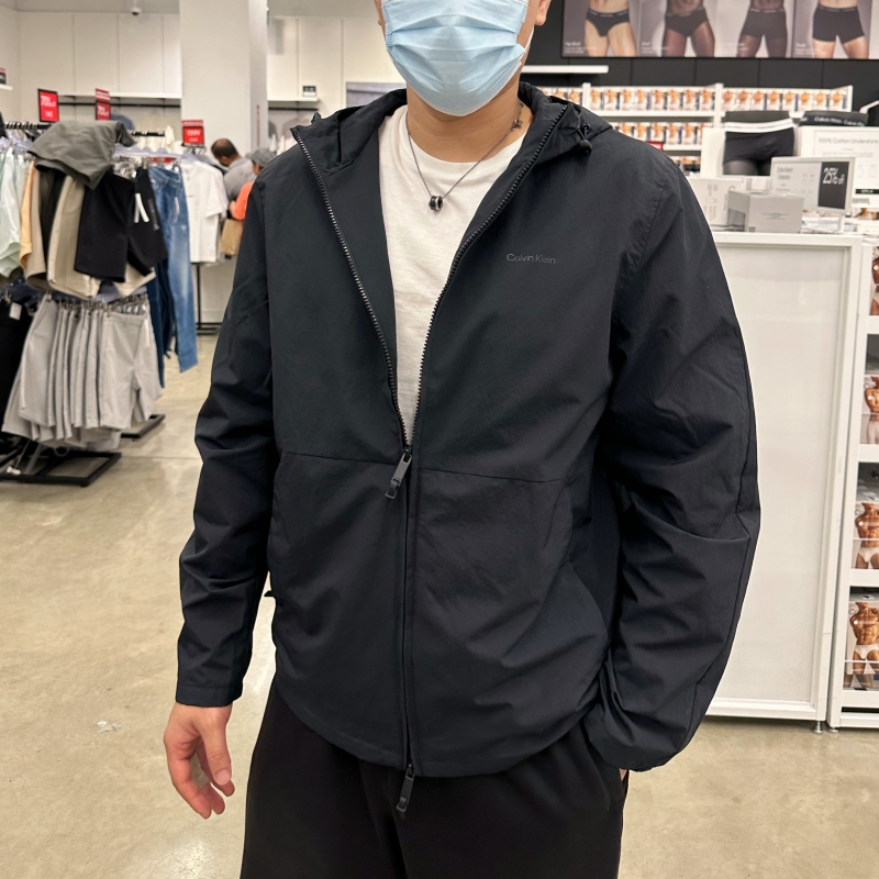 CK百搭纯色防风防水连帽夹克外套