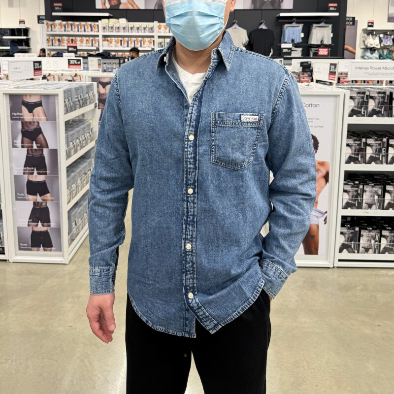 CK男士休闲时尚纯棉牛仔衬衫外套