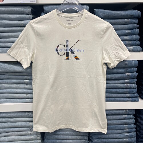 CK男士纯棉立体印花圆领短袖T恤