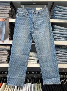 2026夏季新款CK Calvin Klein 男士时尚宽松直筒满LOGO印花牛仔裤