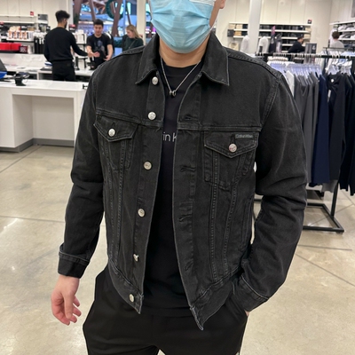 CK秋季翻领水洗做旧牛仔夹克外套