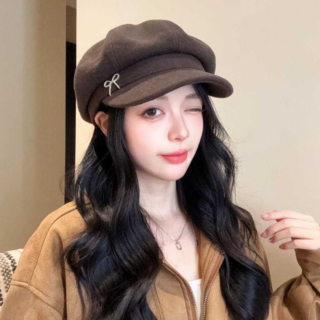 韩系毛呢八角帽女秋冬百搭显脸小